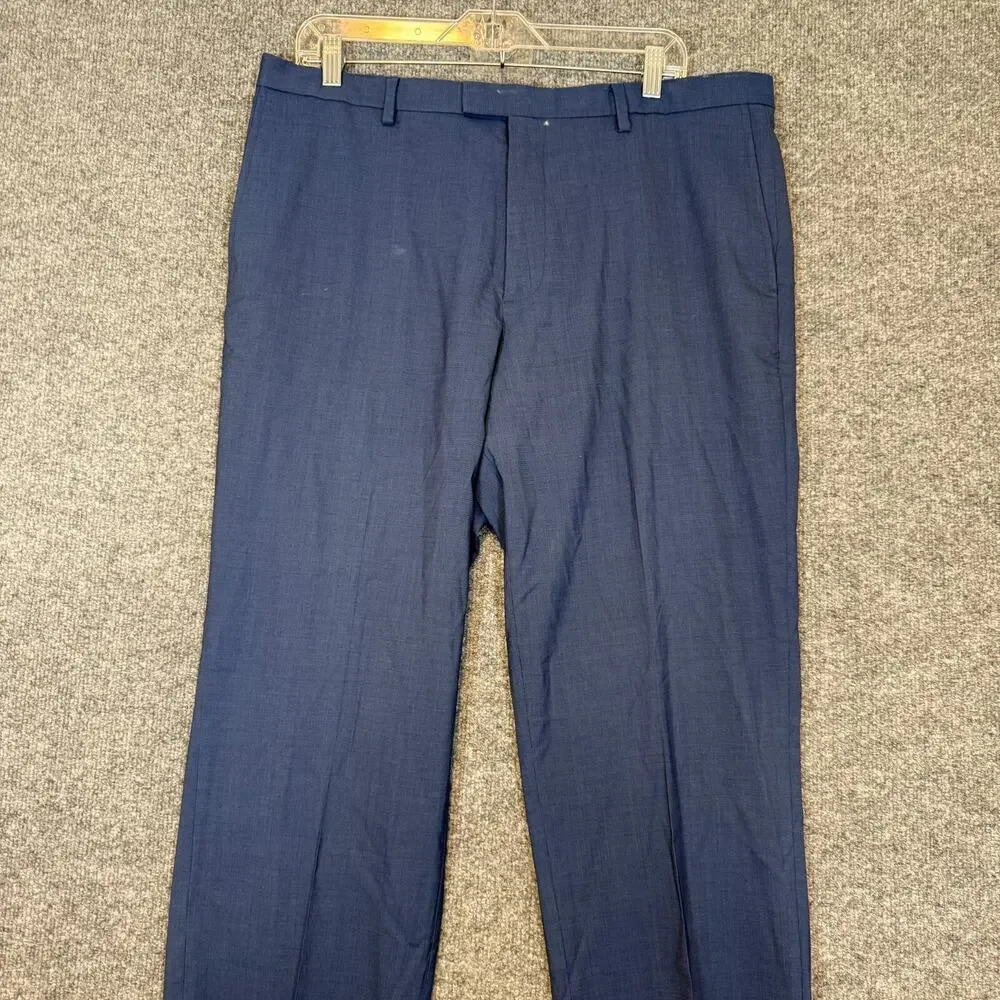Banana‎ Republic Pants Mens 36x32 Blue Wool Slim Fit Pleated Lightweight Casual